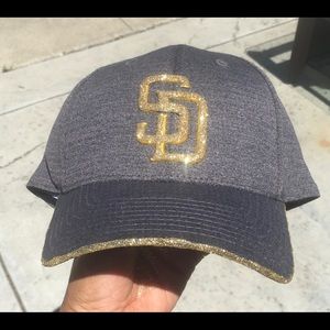 MLB San Diego PADRES Gray Bling Gold Hat NEW